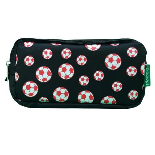 ■ Schoolbooks.ie - Triple Pencil Case - Football Black and Red