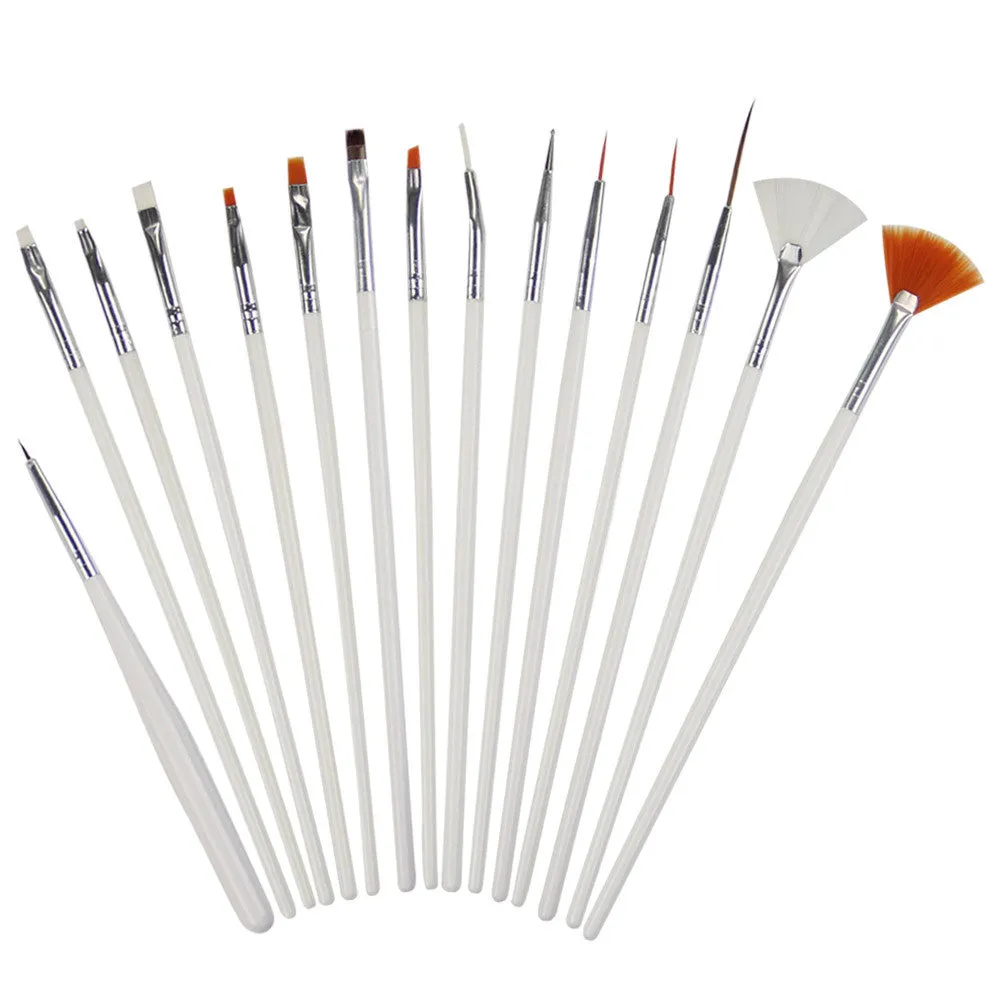 15 Pieces Nail Art Brush Set, Nail Crafts, Painting, Drawing, Dotting, Polish Brush, Fan Brush, Manicure Tools, Nail Polish Brushes