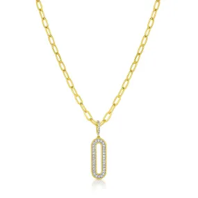 18kt Yellow Gold Diamond Oval Chain Pendant Necklace