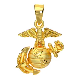 1" Eagle, Globe, and Anchor Pendant - 14k Gold