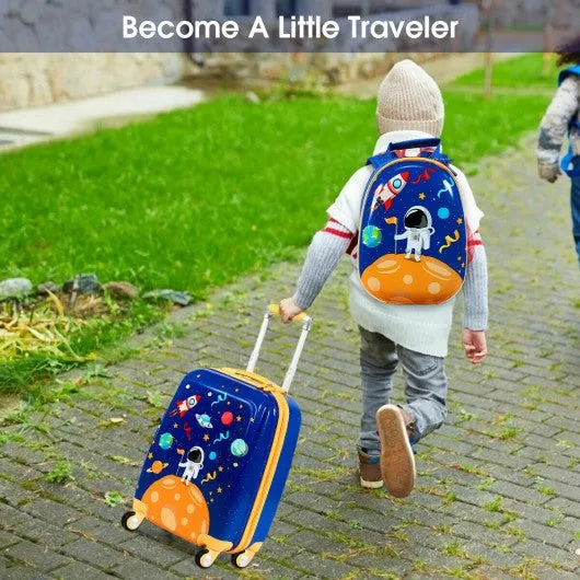 2PC Kids Luggage Set Rolling Suitcase & Backpack-Navy