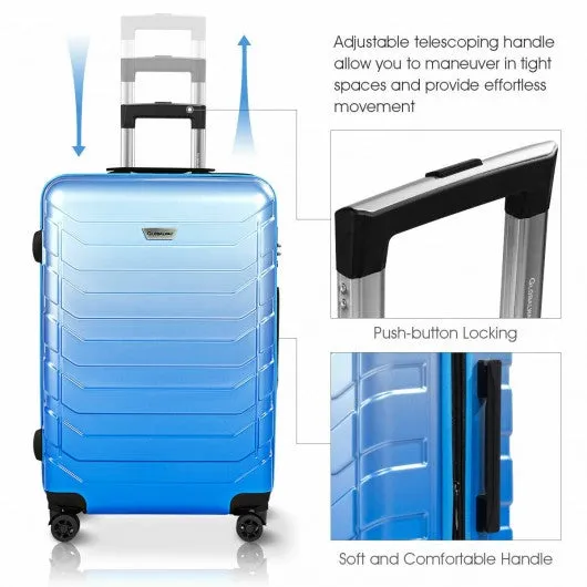 3 pcs Spinner Expandable Suitcase With TSA Lock-Blue