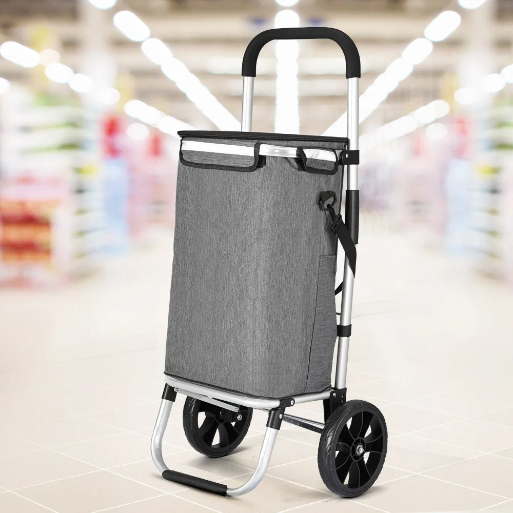 45KG Foldable Grey Shopping Trolley with Ice Bag - Emajin