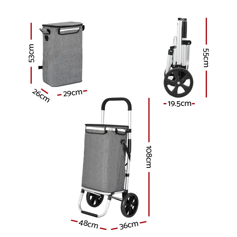 45KG Foldable Grey Shopping Trolley with Ice Bag - Emajin