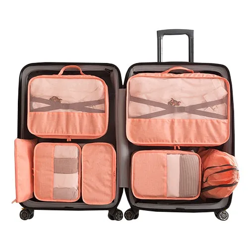 7 Pcs/Set Travel Bags Clothes Shoes Underwear Suitcase and Cosmetics Organizer