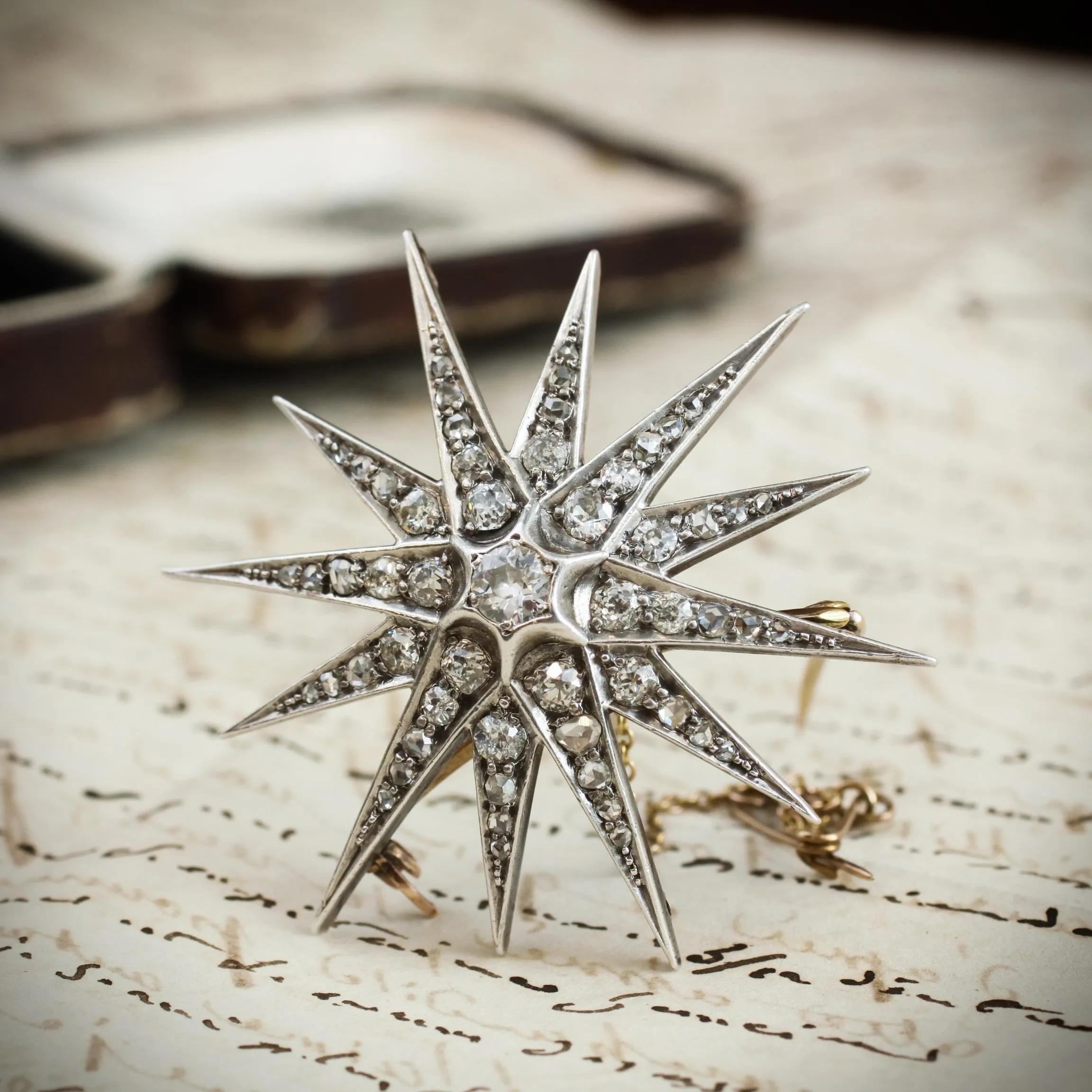 A Shimmering Splendour! Antique Victorian Diamond Starburst Brooch