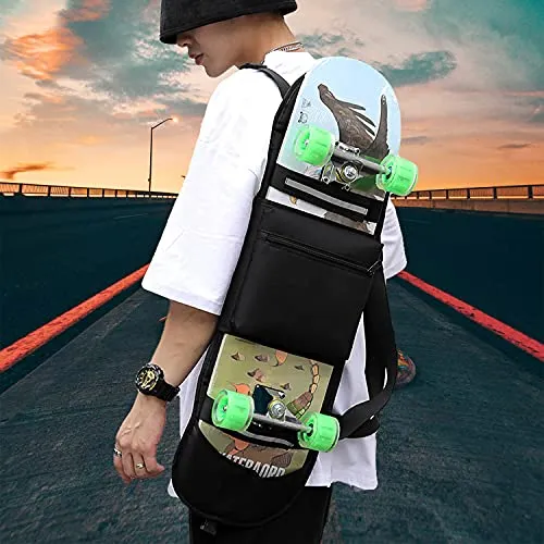 Abscalar Skateboard Backpacks Foldable Skateboard Bags for Men and Boys Black