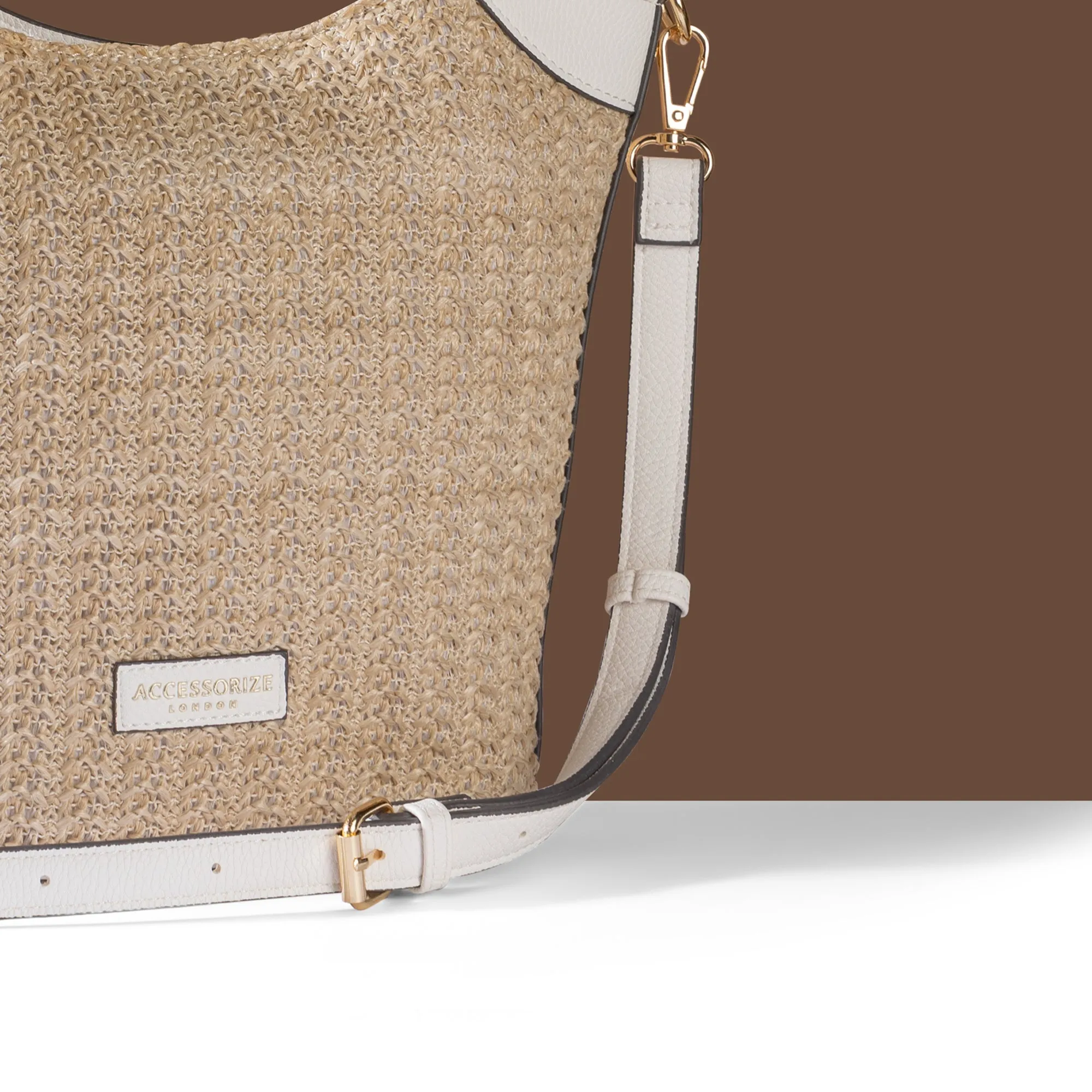 Accessorize London Women's Cream Woven Satchel Bag