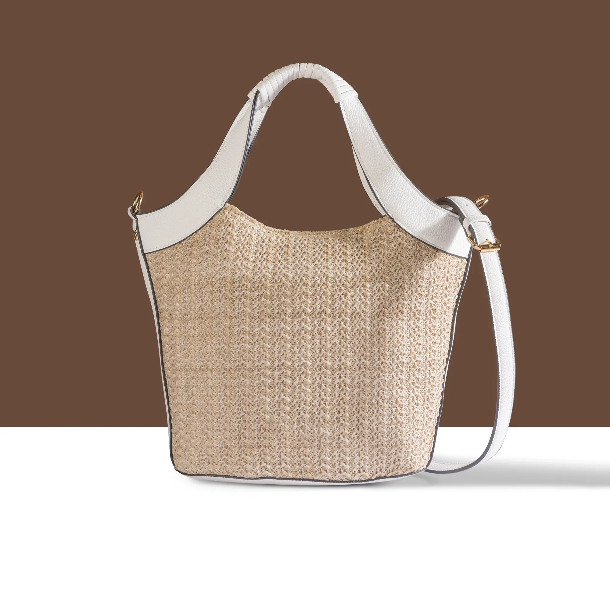 Accessorize London Women's Cream Woven Satchel Bag