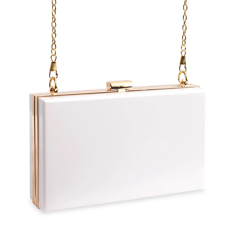 ACRYLIC BOX CLUTCH - WHITE