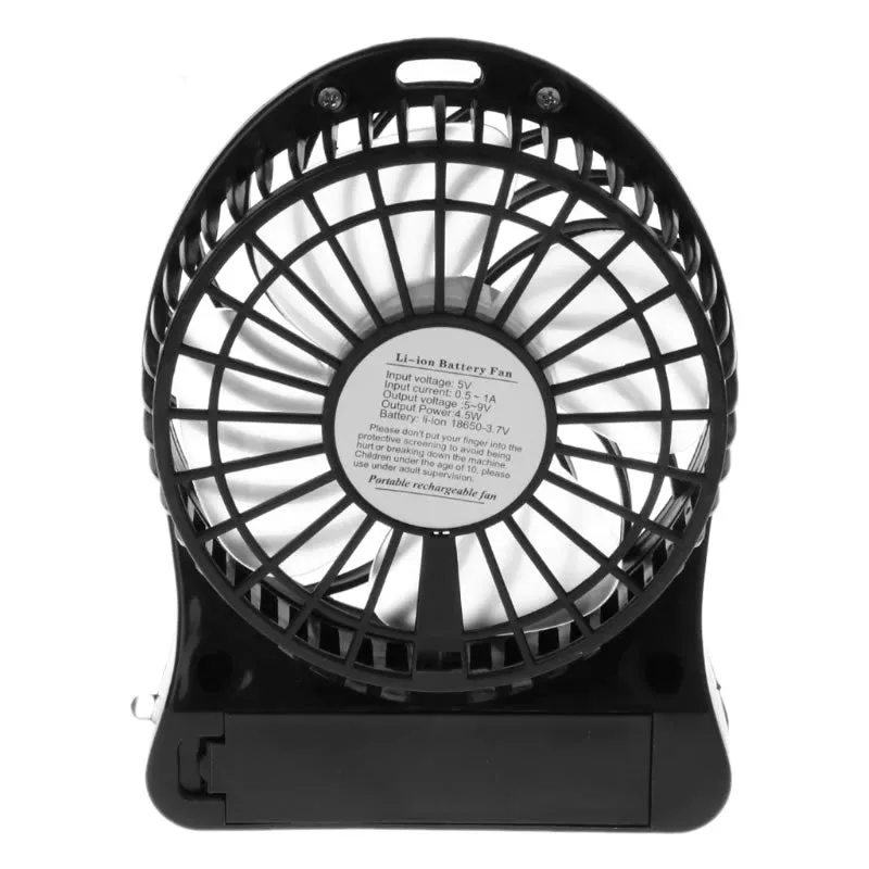 Adjustable Wind Speeds Rechargeable Cooling Fan Black