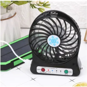 Adjustable Wind Speeds Rechargeable Cooling Fan Black