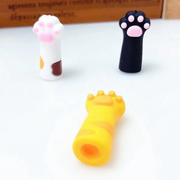 Ajimi cute cat paw shape soft glue children's pencil cap pen three-in-one mixed NP-010003