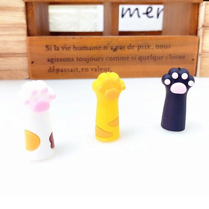 Ajimi cute cat paw shape soft glue children's pencil cap pen three-in-one mixed NP-010003