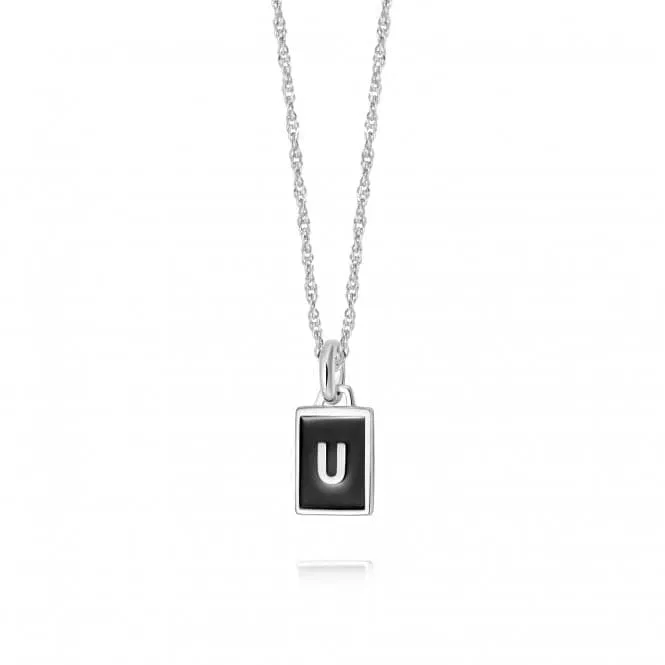 Alphabet Initial Recycled Sterling Silver U Necklace BETU_SLV