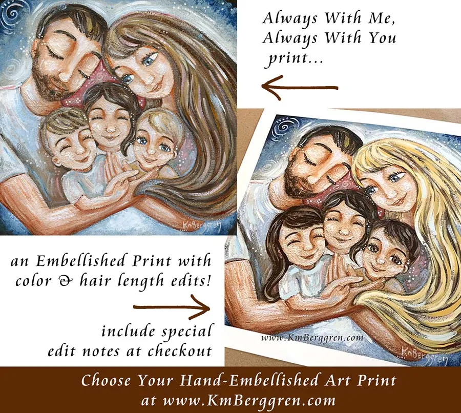 Always With Me, Always With You - Father, Mother & 3 Children Print