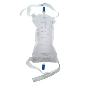 Amsino AMSure® Urinary Leg Bag with Anti-reflux Push Pull Drain Port 900mL Large, Sterile, Latex-free Straps