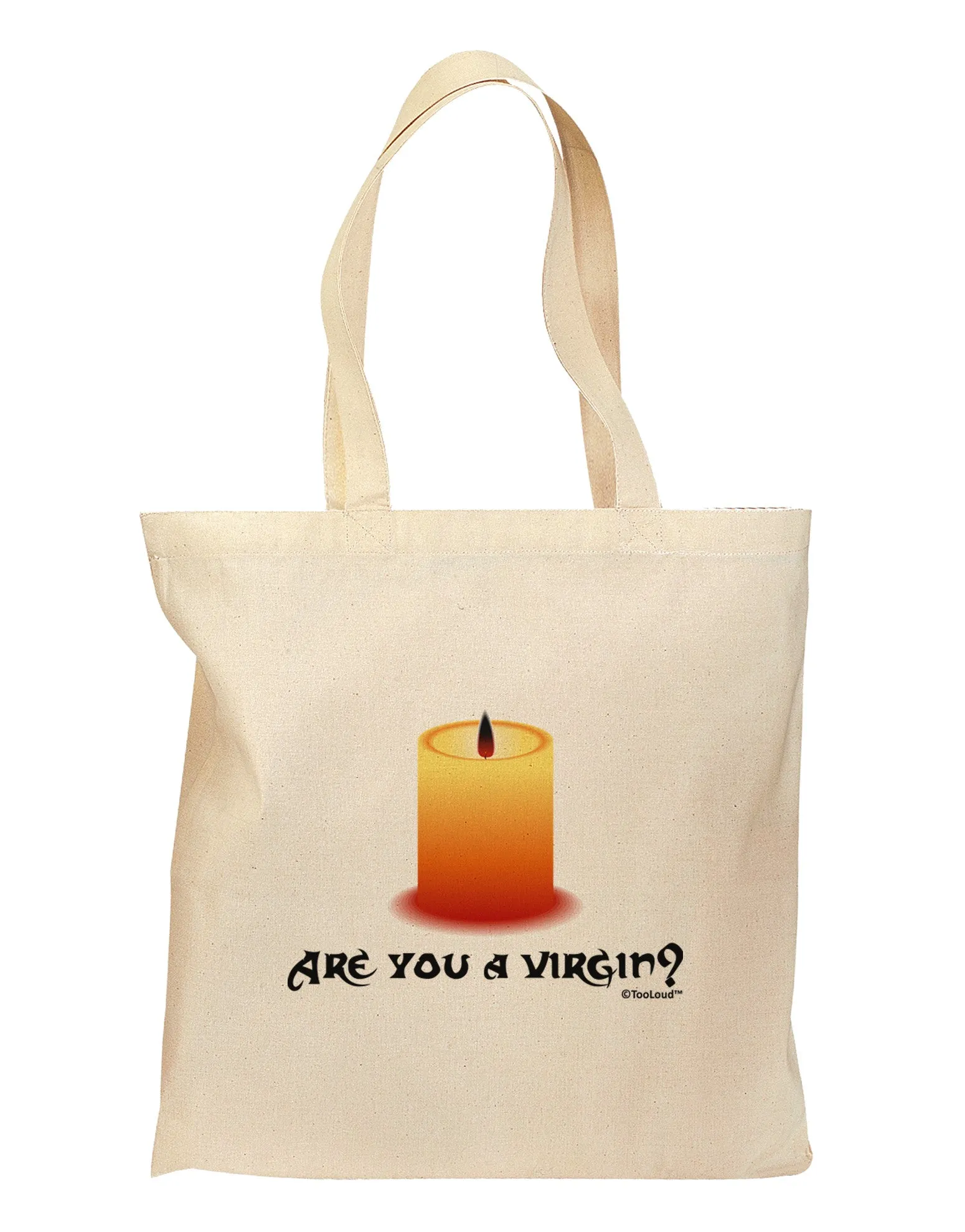 Are You A Virgin - Black Flame Candle Grocery Tote Bag by TooLoud