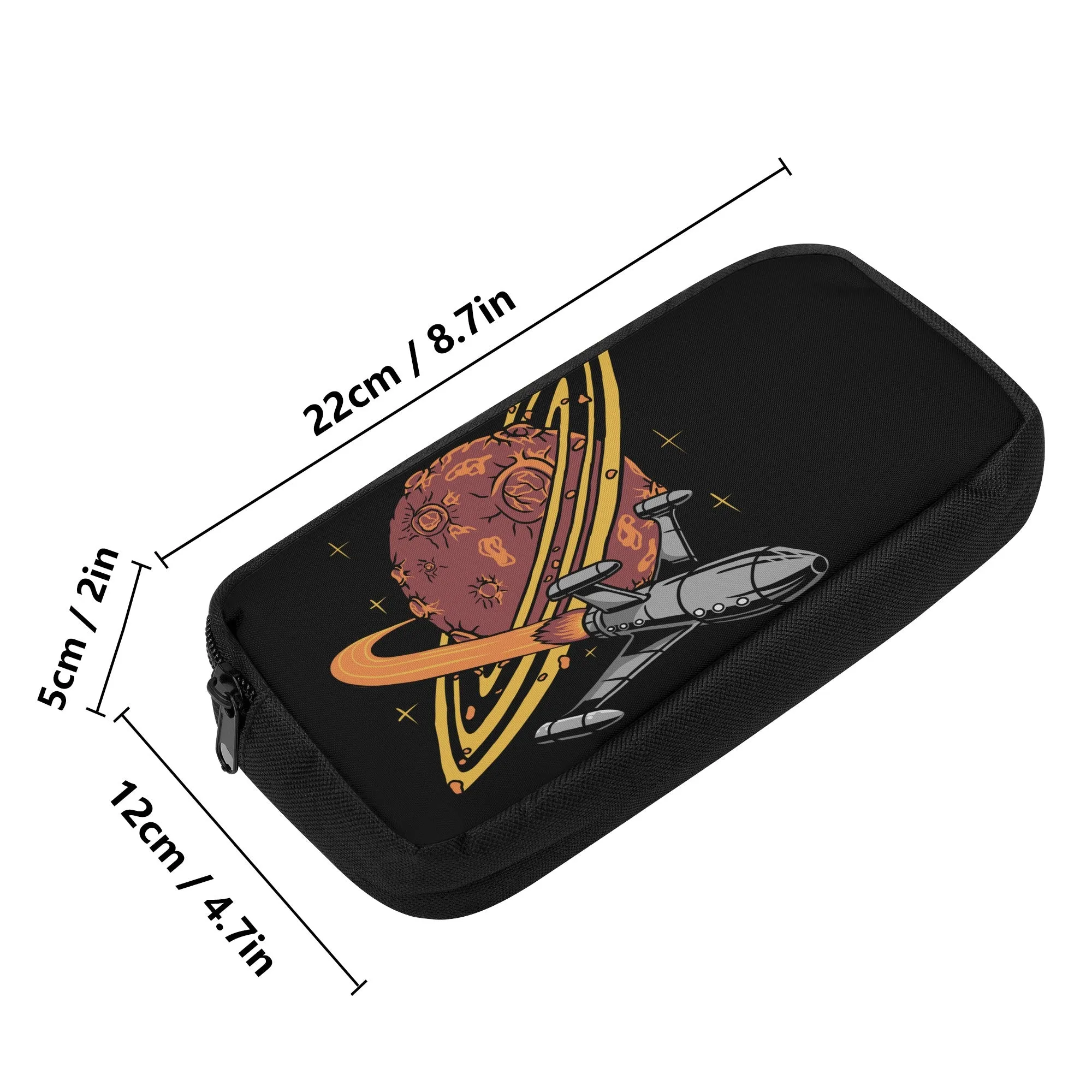 Back to school | Canvas Pencil Case | One-Side Printed | High Quality | Spacious | Space Rocket on Saturn