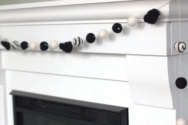 Bat Halloween Garland- Black & White, Swirls & Dots