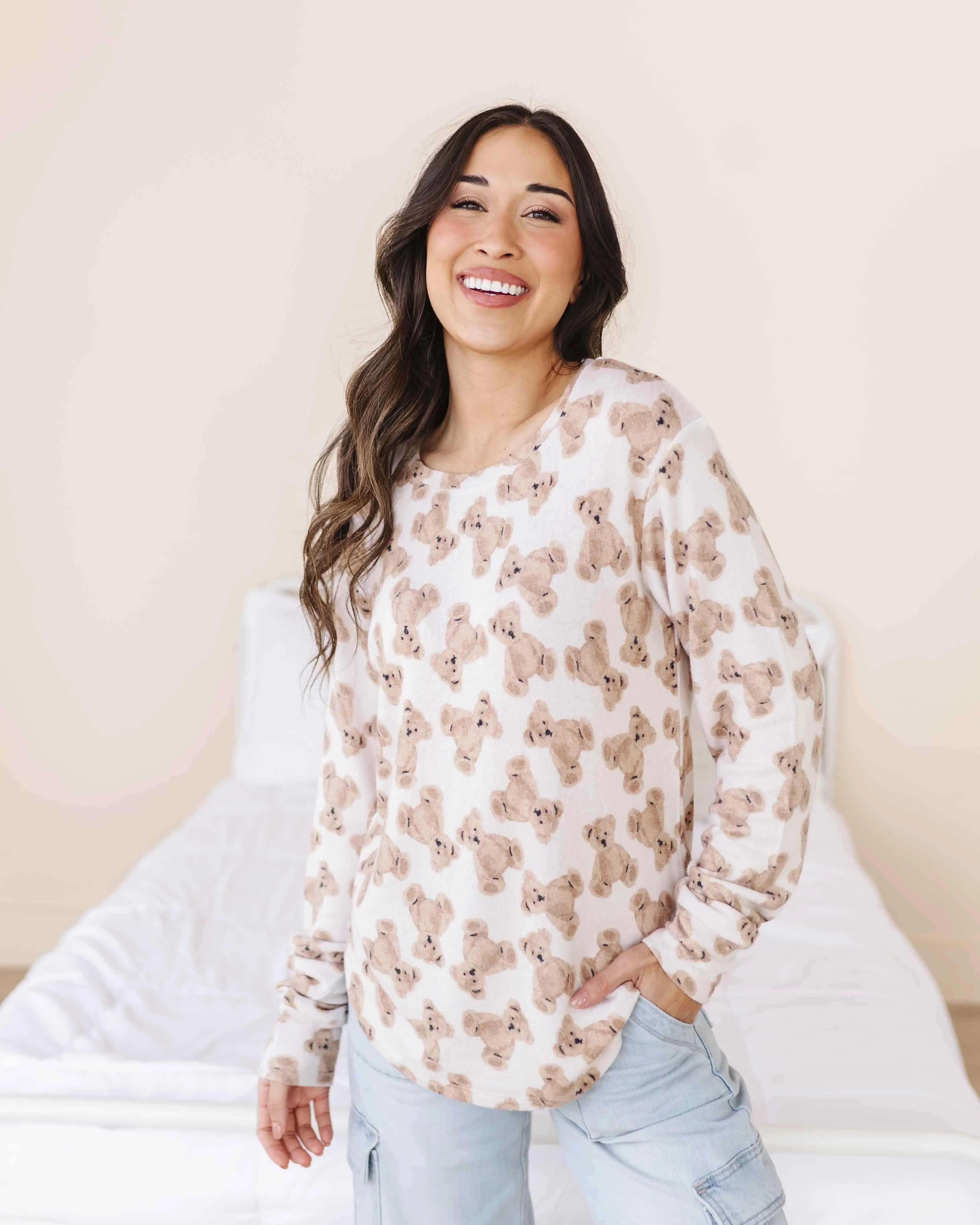 Bear Hugs Women's Long Sleeve Top - Cloud Plush Bamboo