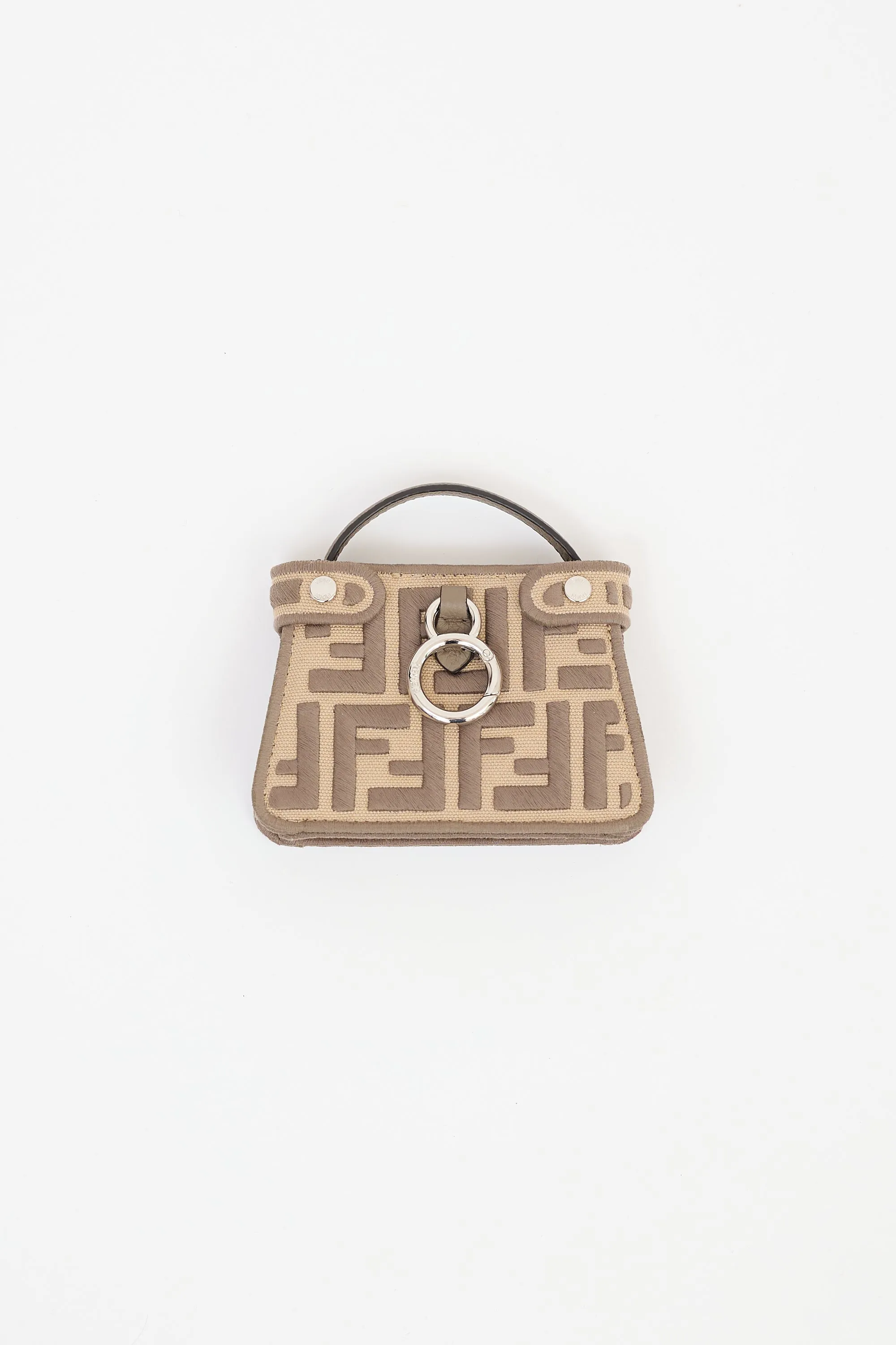 Beige FF Embroidered Pico Peekaboo Bag Charm