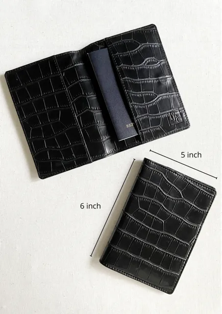 Black Big Croc Texture Passport Cover