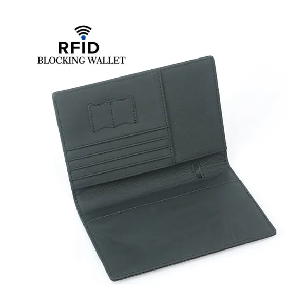 Black Grained Leather RFID Passport Holder 黑色真牛皮RFID安全防盜護照證件套 CH19009