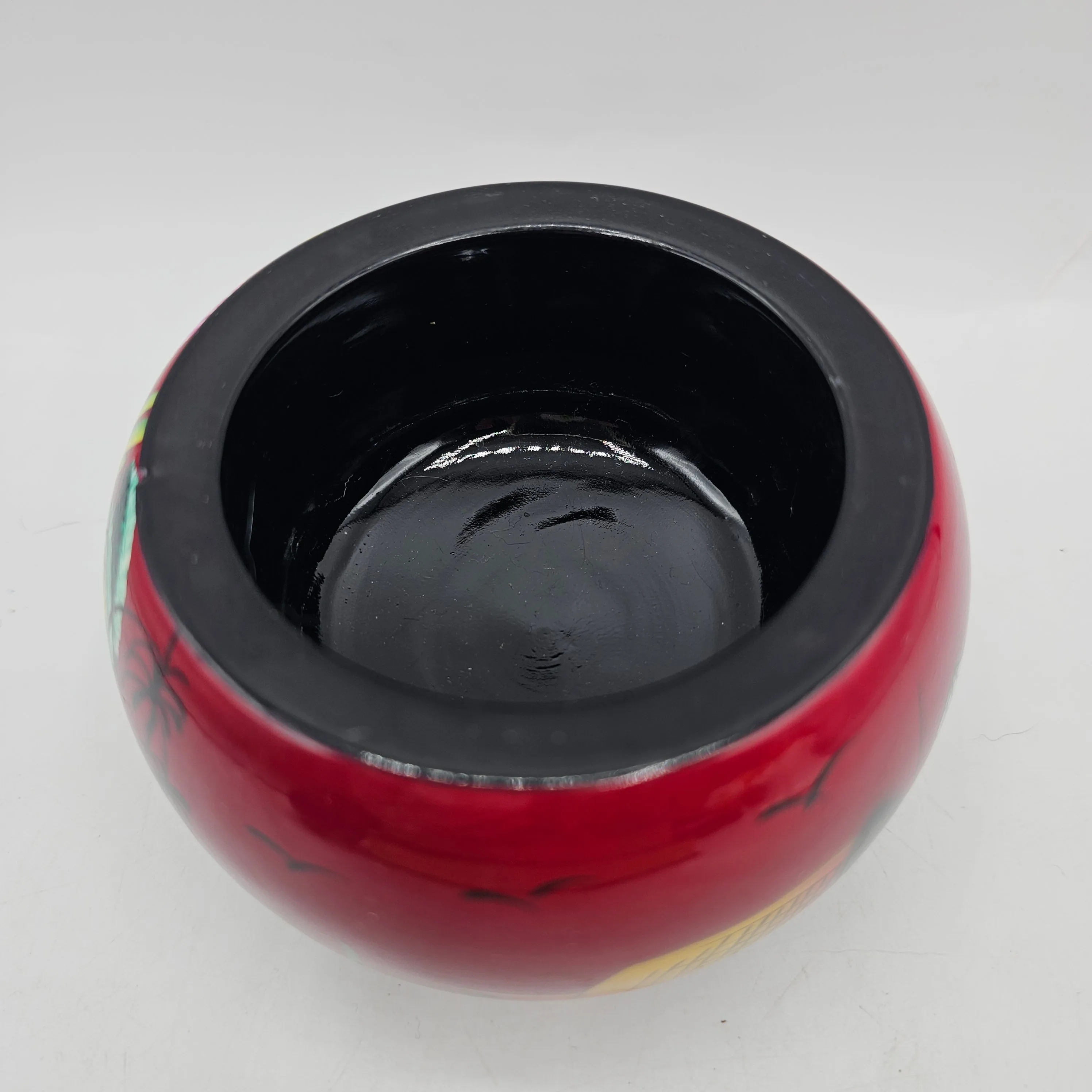 Black Laquer Hand Painted Tea Light Candle Holder