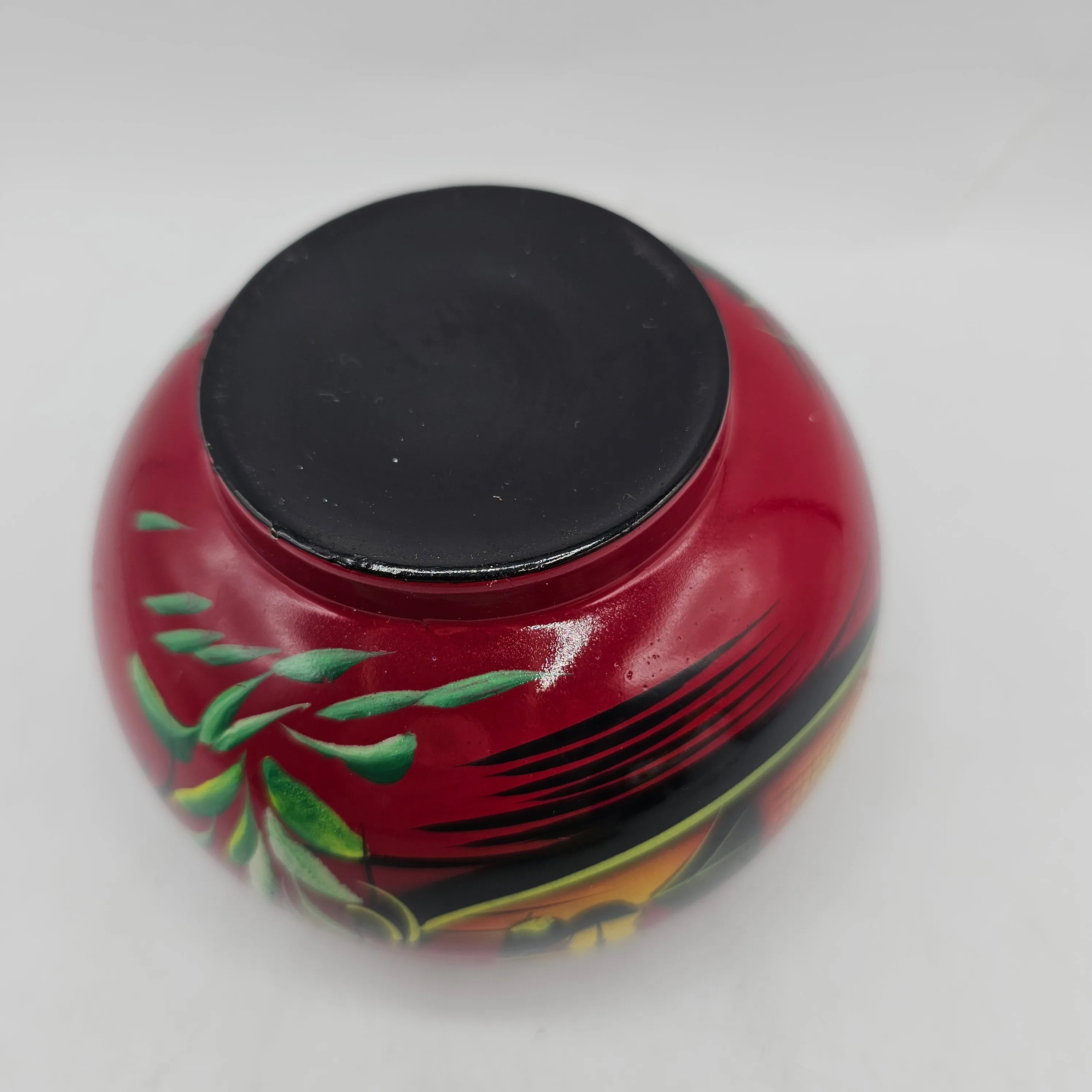 Black Laquer Hand Painted Tea Light Candle Holder