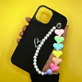 Black Love Heart Fall Chain Phone Case