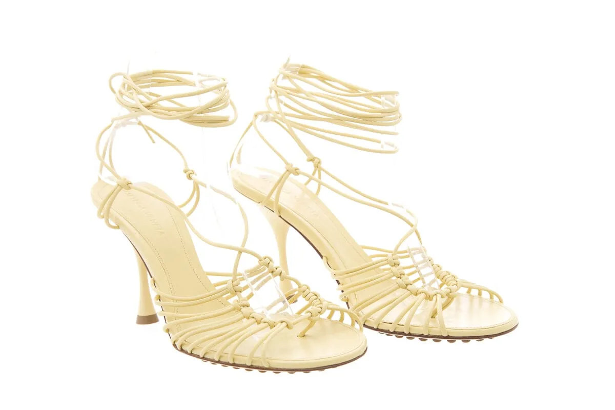 Bottega Veneta Dot Pale Yellow Leather Sandals SZ 37