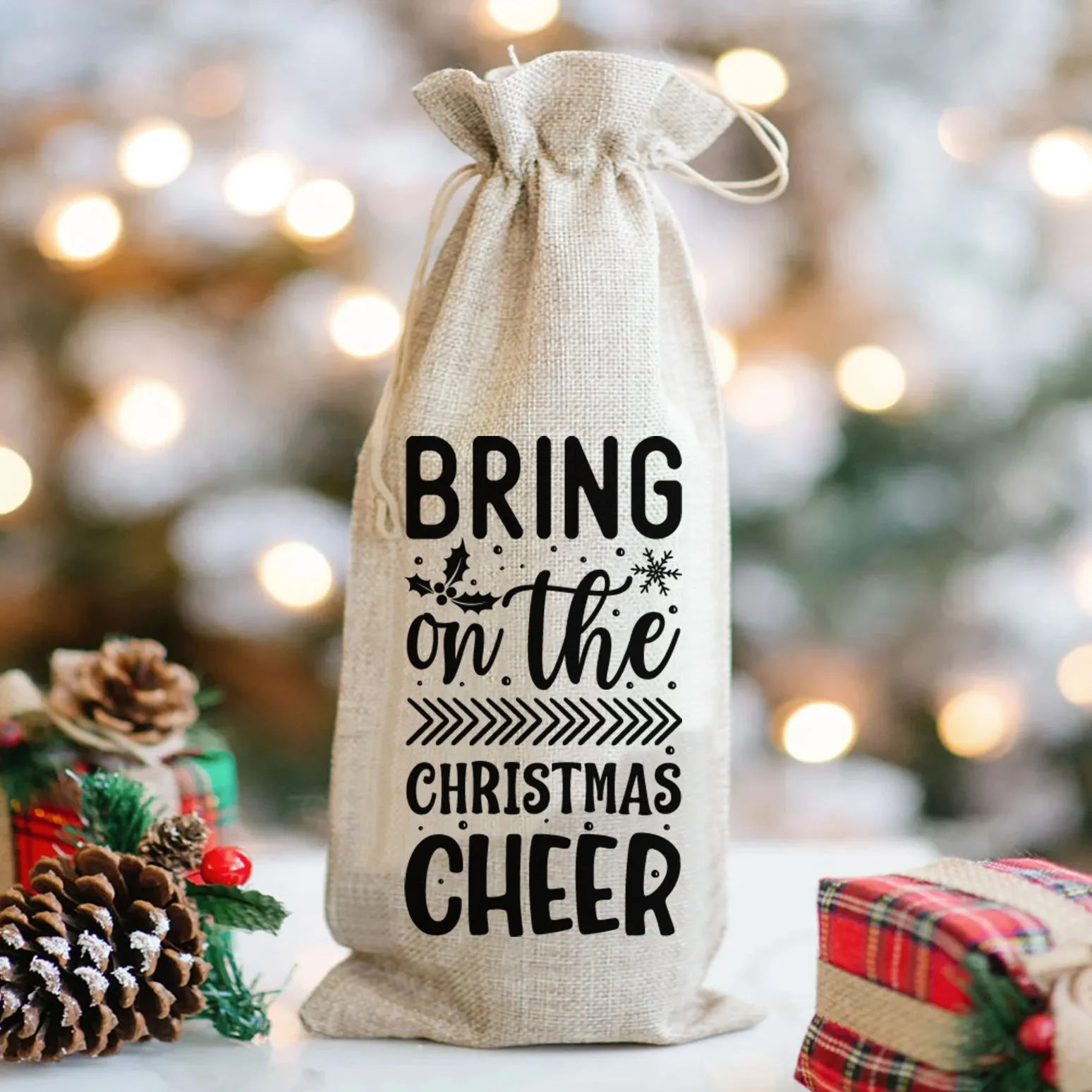 Bring on the Christmas Cheer - Wine Bag