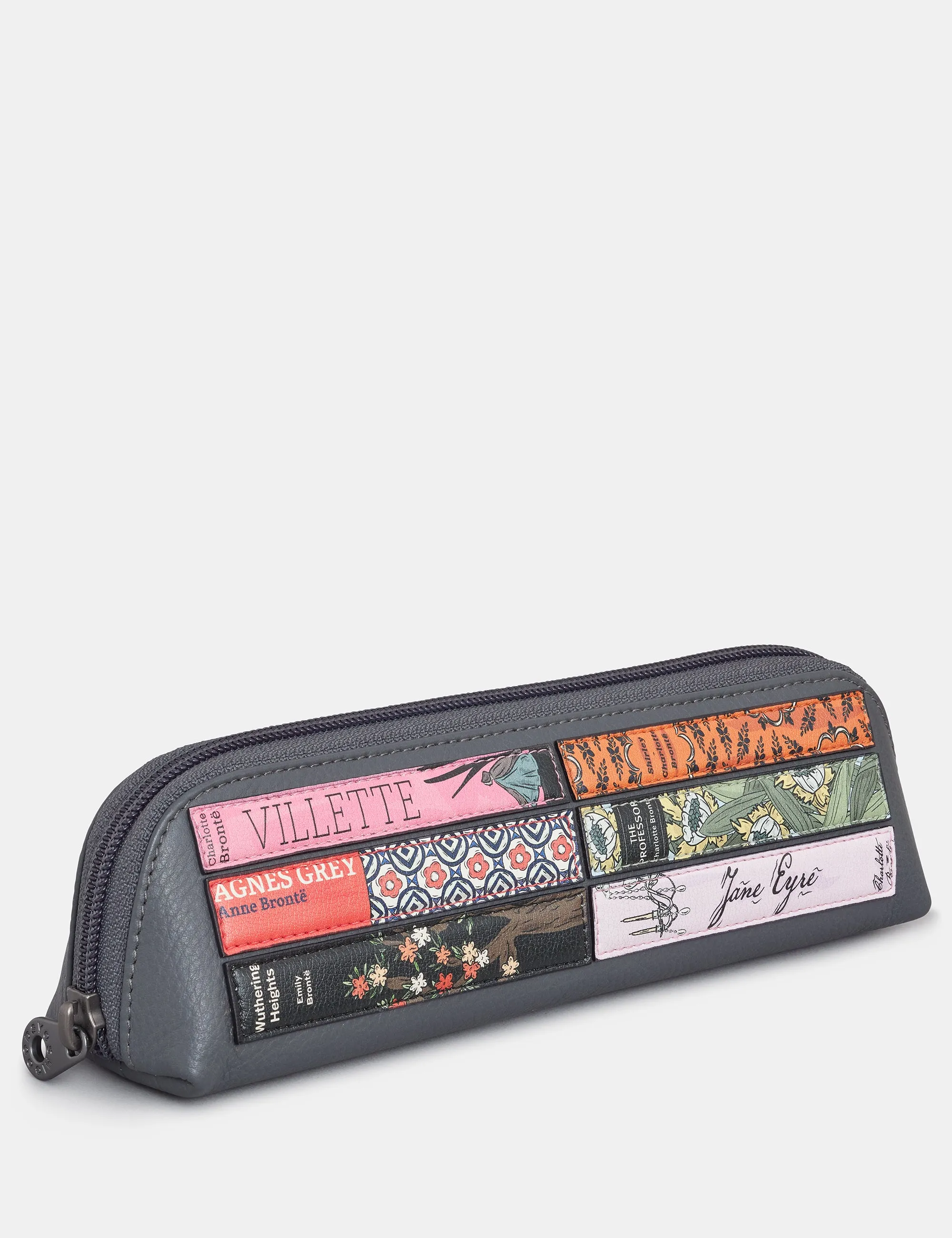 Brontë Bookworm Grey Leather Pencil Case