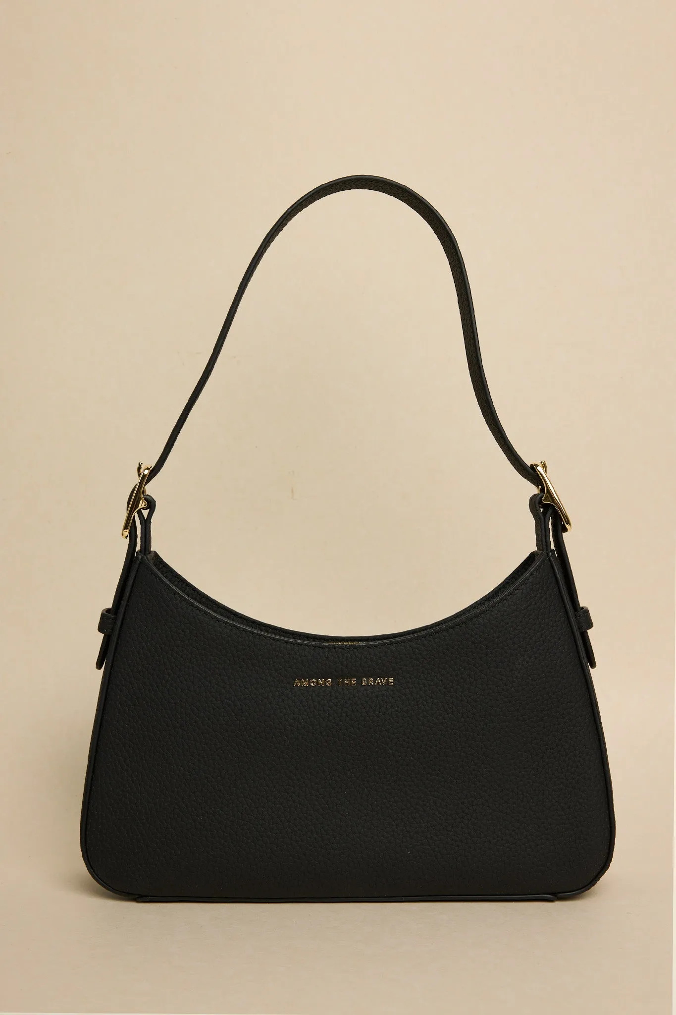 Brooklyn Black Leather Double Buckle Shoulder Bag