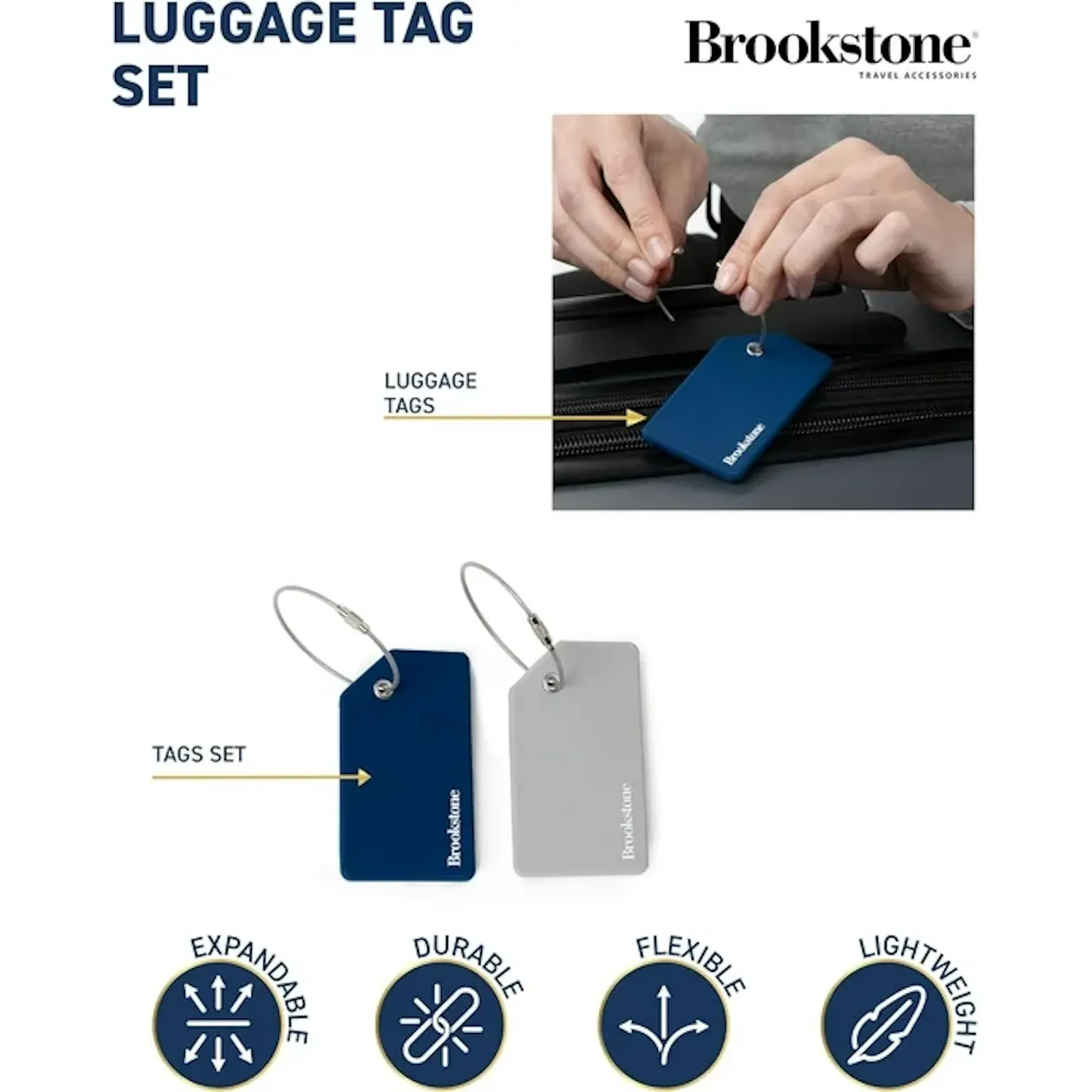 Brookstone 2 Piece Silicone Luggage Tag Set with Name Card