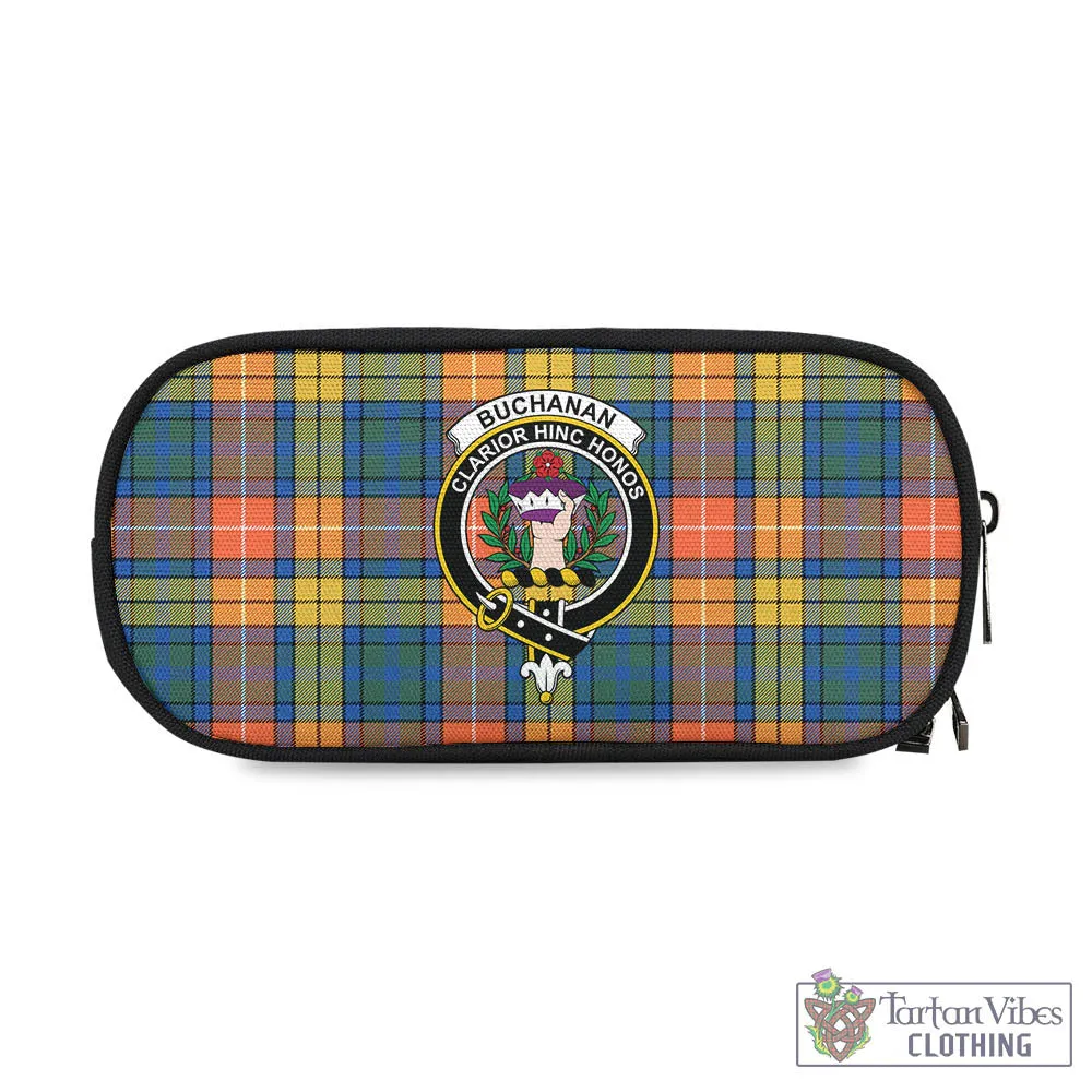 Buchanan Ancient Tartan Pen and Pencil Case with Family Crest