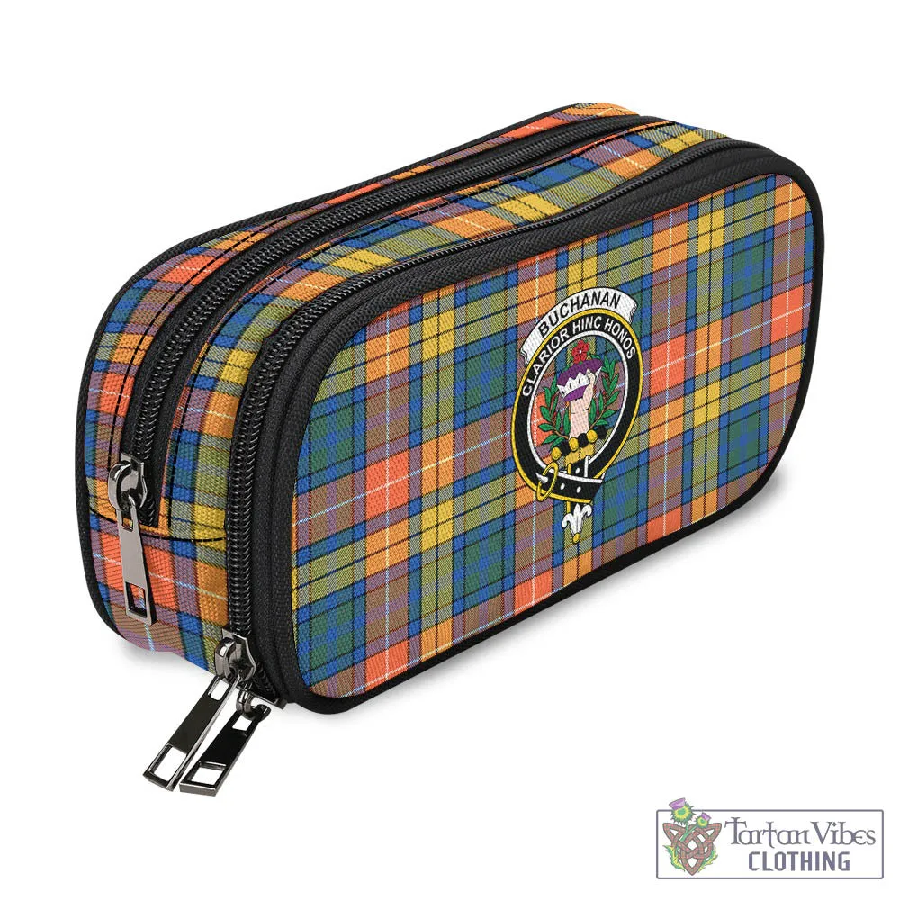 Buchanan Ancient Tartan Pen and Pencil Case with Family Crest