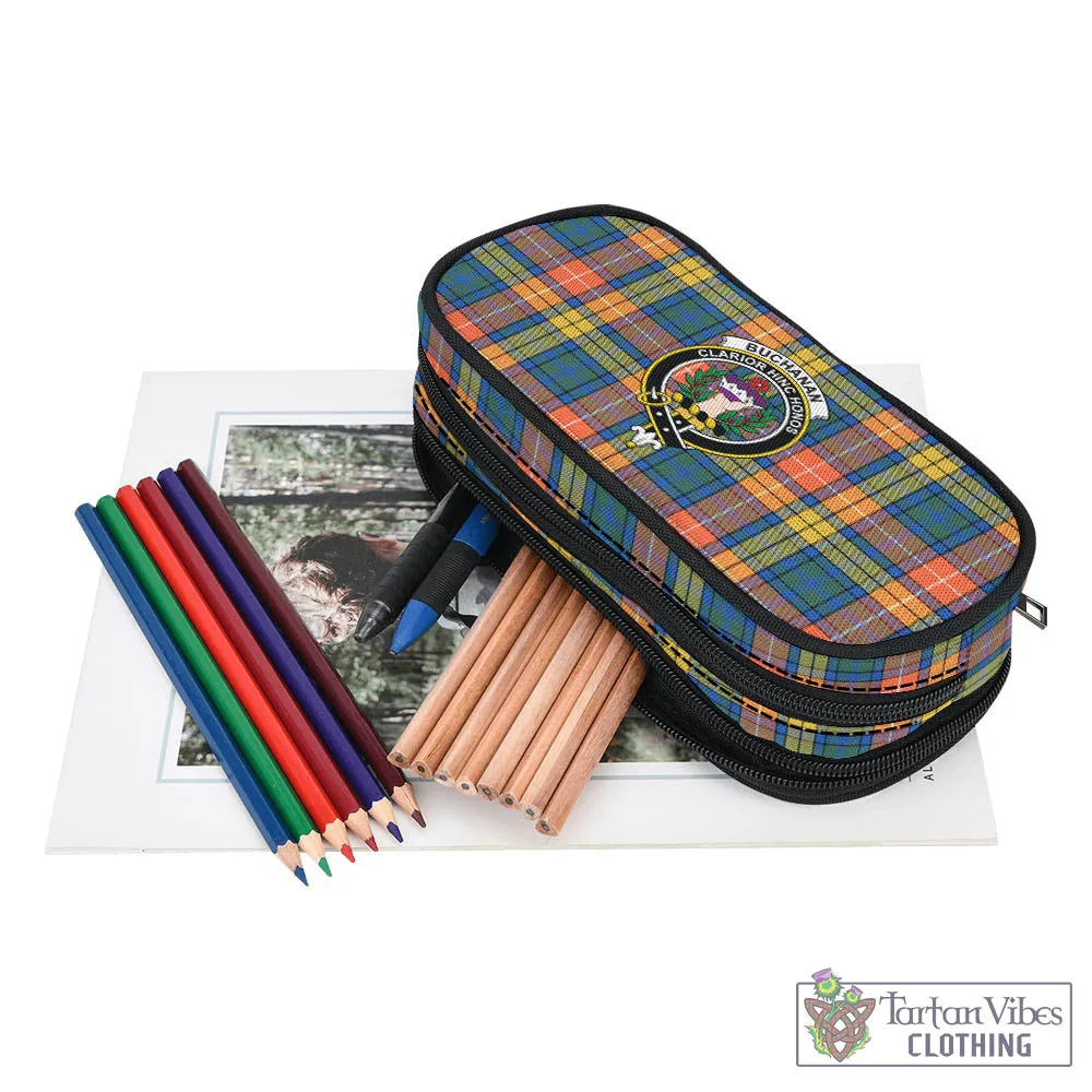 Buchanan Ancient Tartan Pen and Pencil Case with Family Crest