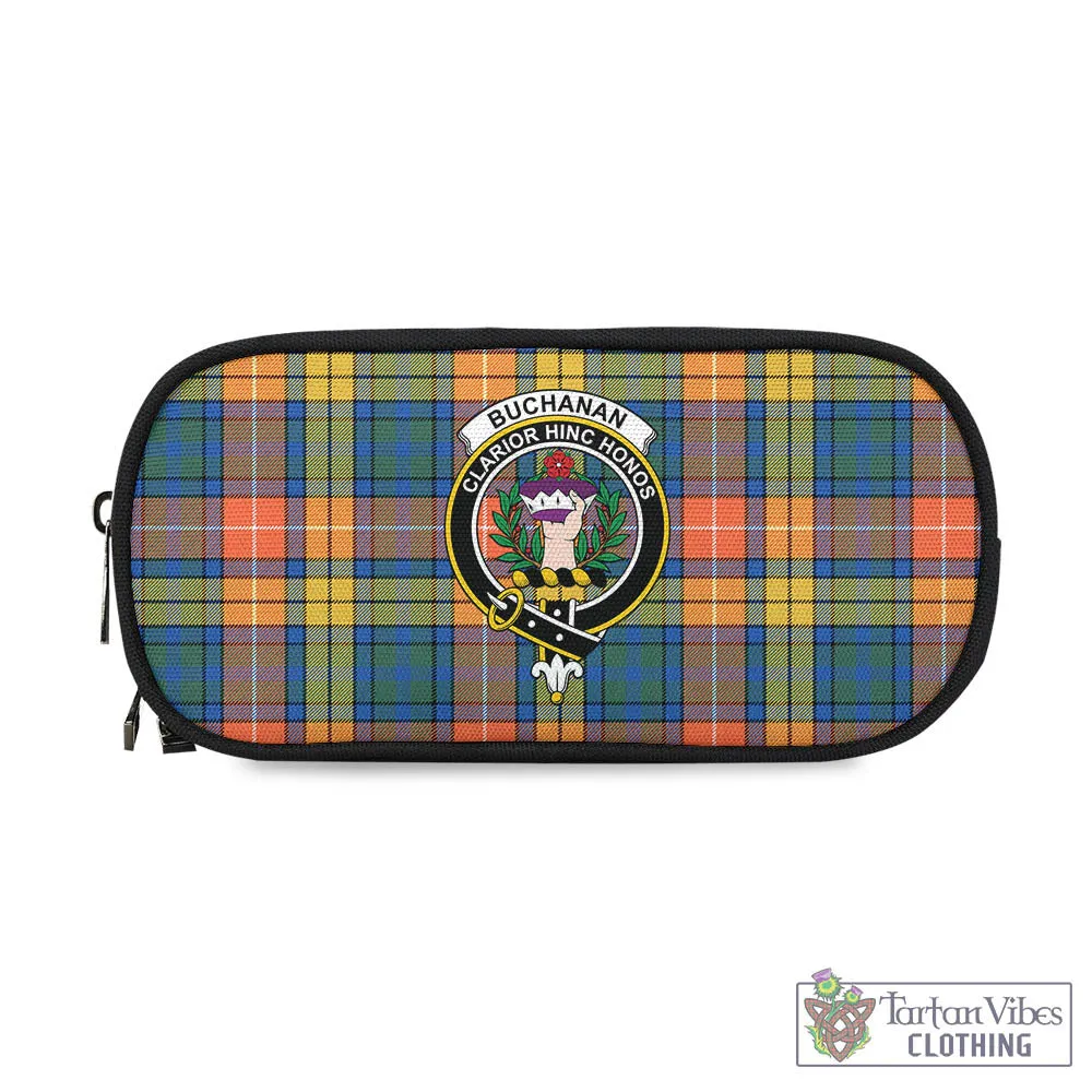 Buchanan Ancient Tartan Pen and Pencil Case with Family Crest