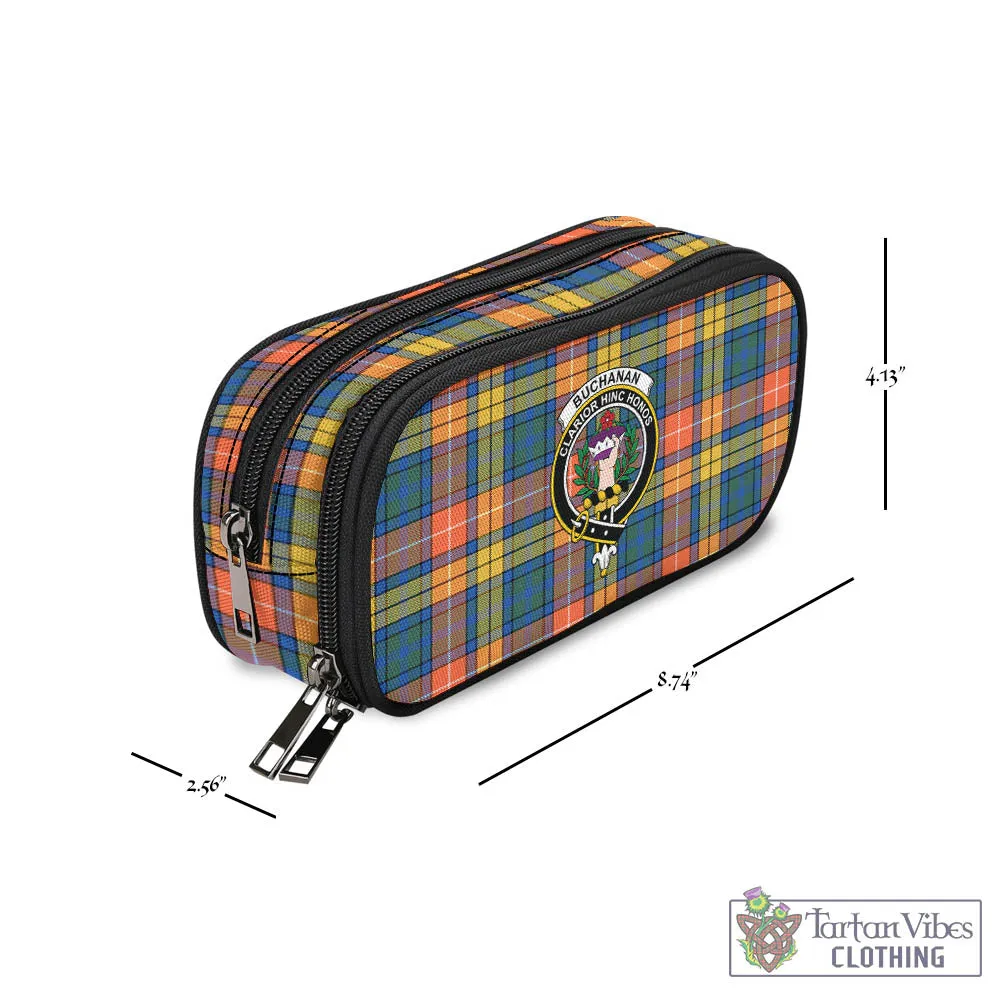 Buchanan Ancient Tartan Pen and Pencil Case with Family Crest