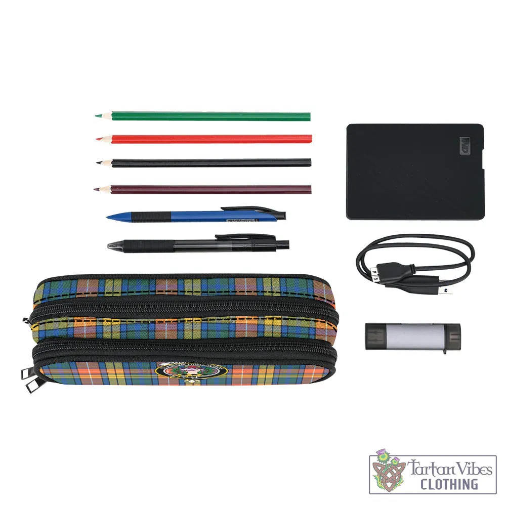 Buchanan Ancient Tartan Pen and Pencil Case with Family Crest