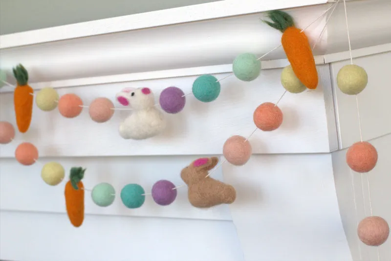 Bunny & Carrot Easter Garland- Bright Colors