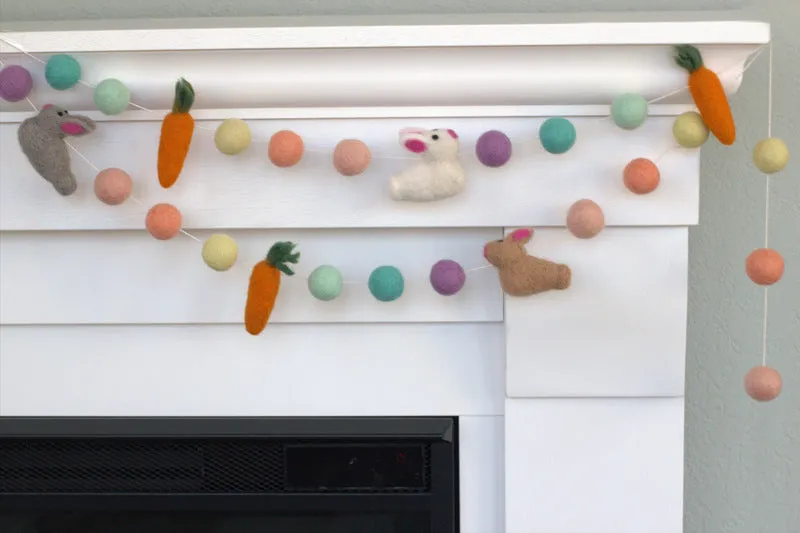 Bunny & Carrot Easter Garland- Bright Colors