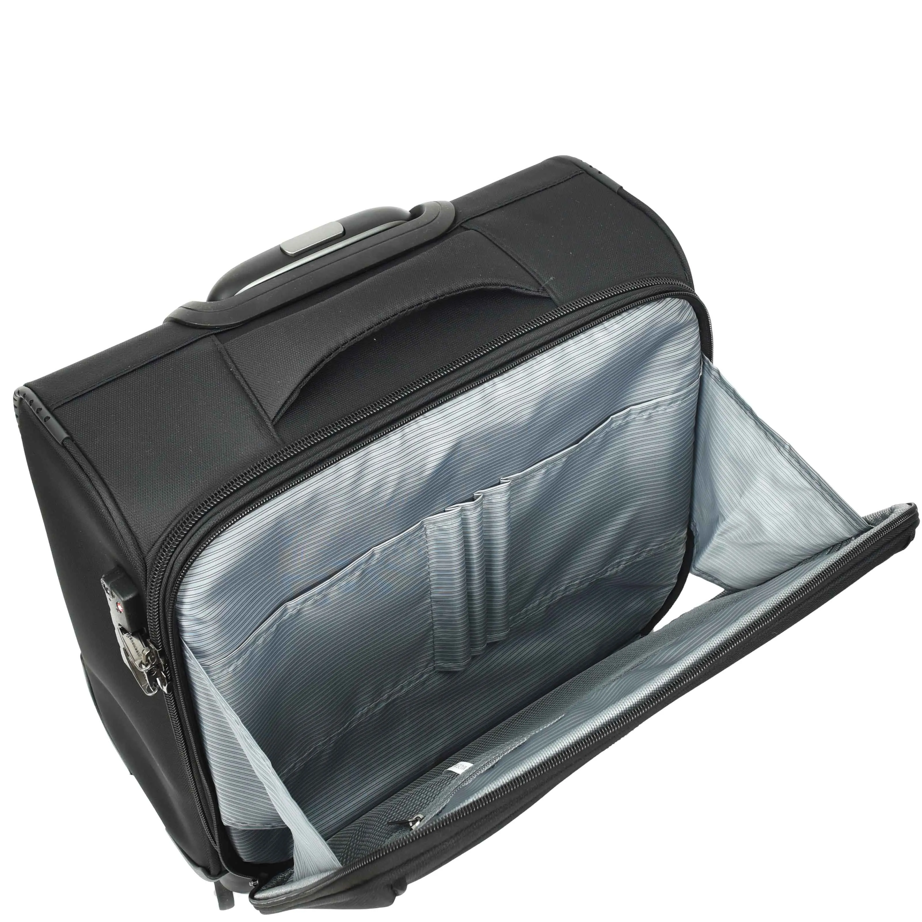 Business Organiser Office Travel Pilot Case 4 Wheeled Bag Black Troy