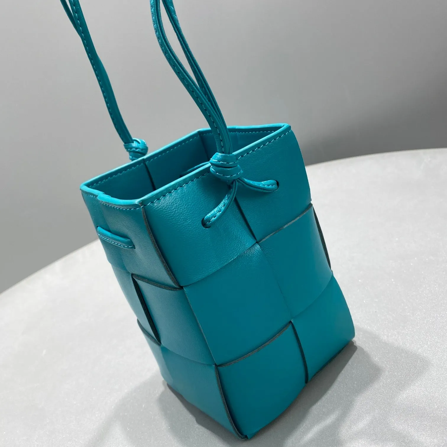 BV Mini Cassette Bucket Bag Blue, For Women, Bags 5.5in/14cm