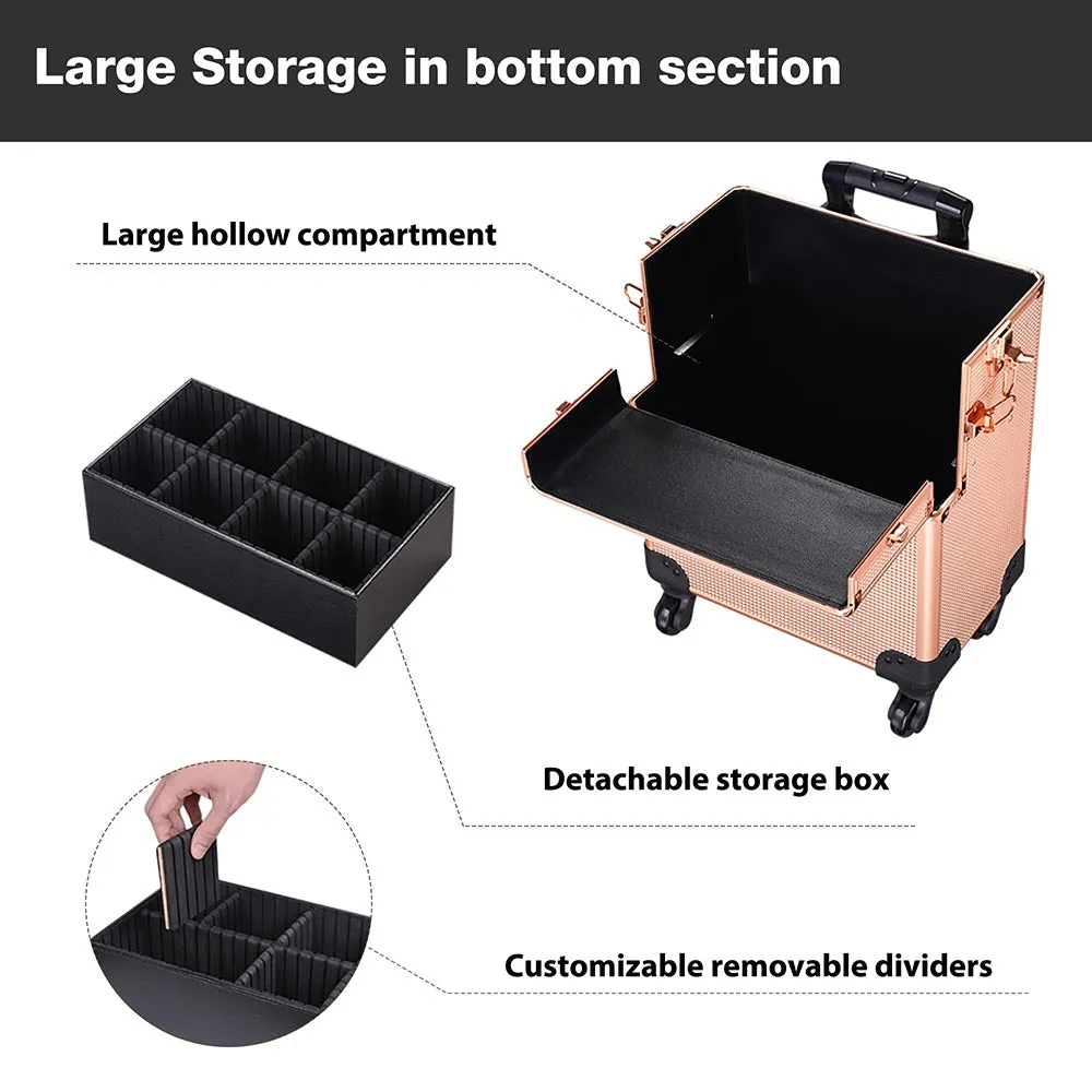 Byootique 2in1 Rolling Makeup Artist Case Lockable 4-Wheel