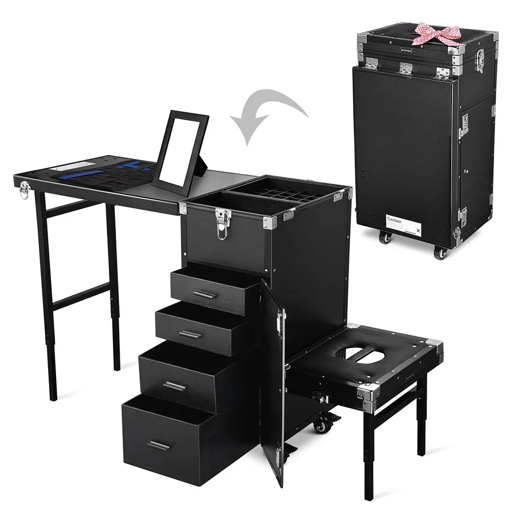 Byootique Pedicure Cart with Footrest Portable Trolley with Drawers