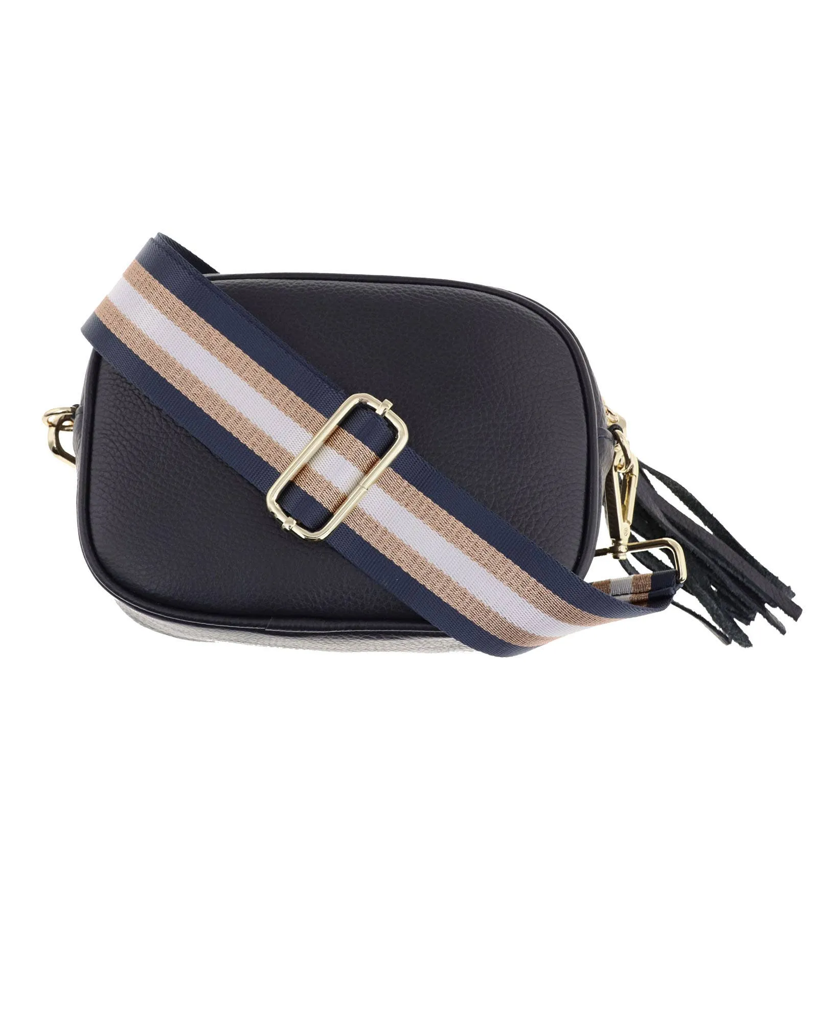 Cadenza  Crossbody Leather Camera Bag: Metallic Old Gold