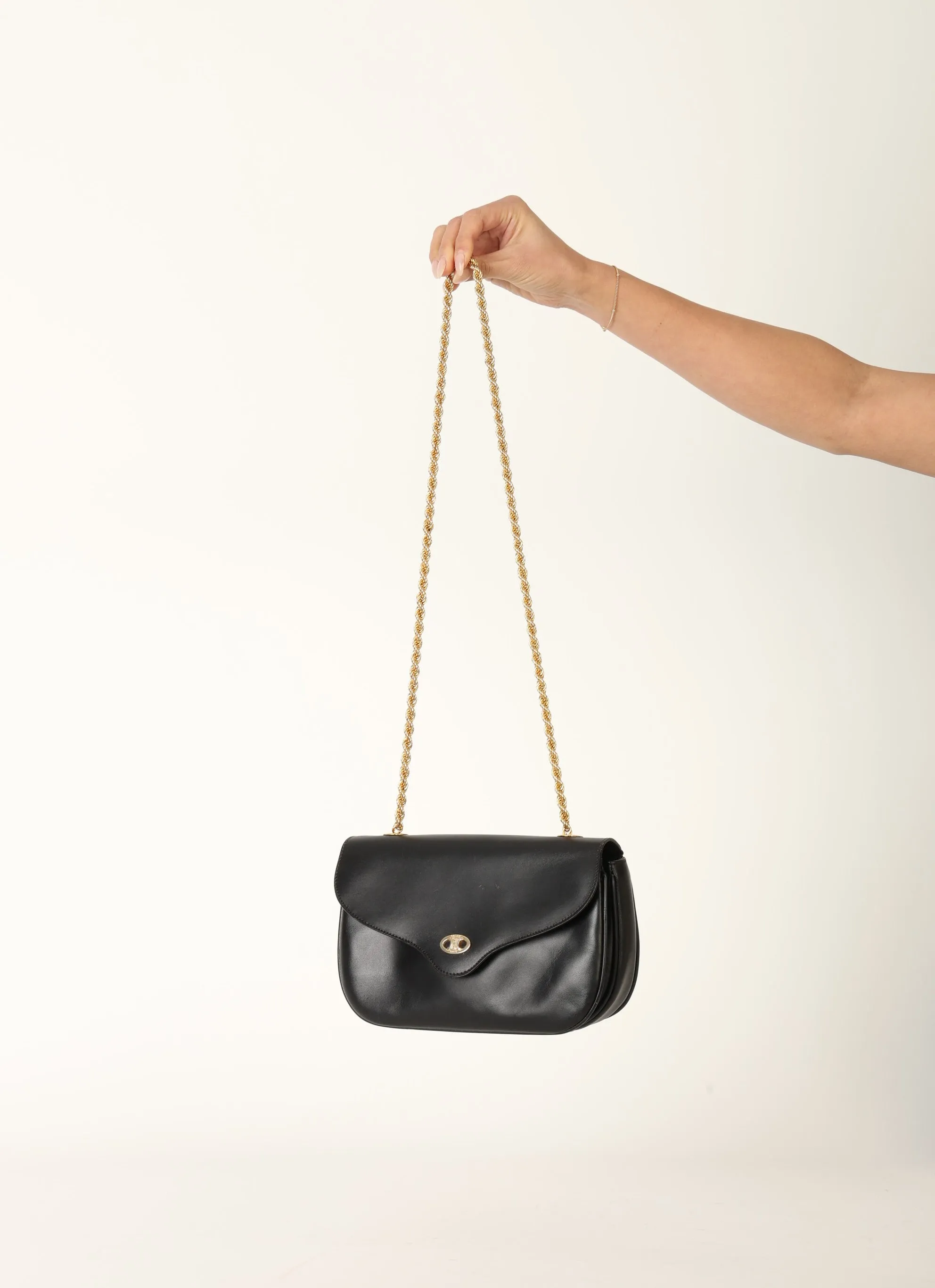 Celine Boxcalf Chain Shoulder Bag